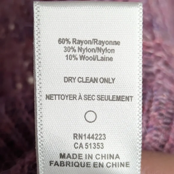 Bishop + Young Ruffle Lace Knit Sweater Purple Mock Neck M - Picture 3 of 9